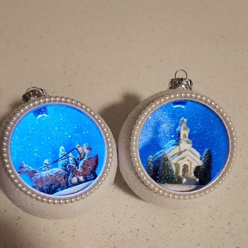 Holiday Ornament Set with Blue and White Design